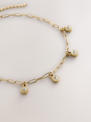Gold Tone Waterproof Stainless Steel Sparkle Drop Anklet - Image 5 of 6