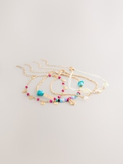 Bright/Shell Effect Anklets 4 Pack - Image 1 of 3