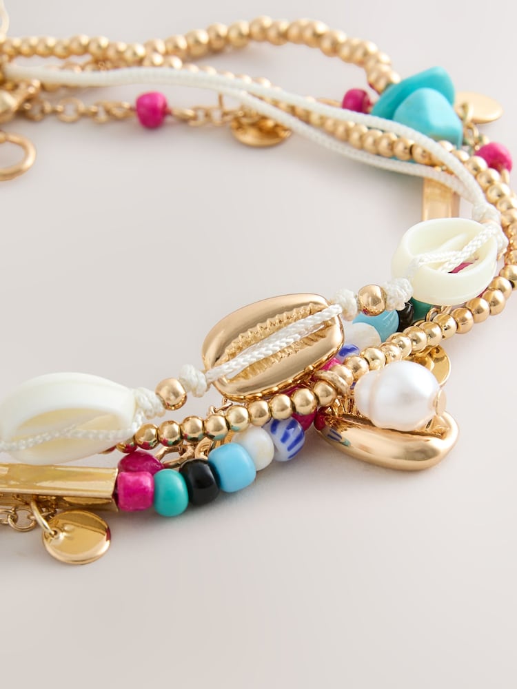 Bright/Shell Effect Anklets 4 Pack - Image 3 of 3