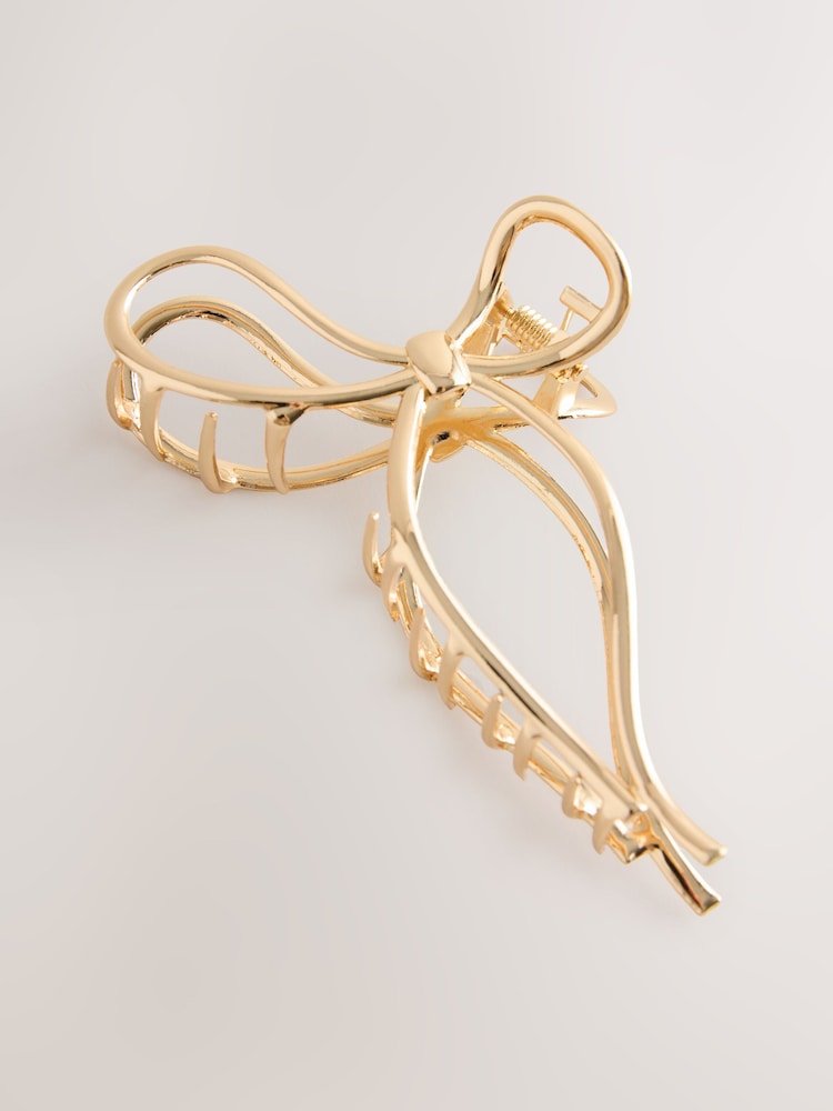 Gold Tone Metal Bow Claw Clip - Image 1 of 3