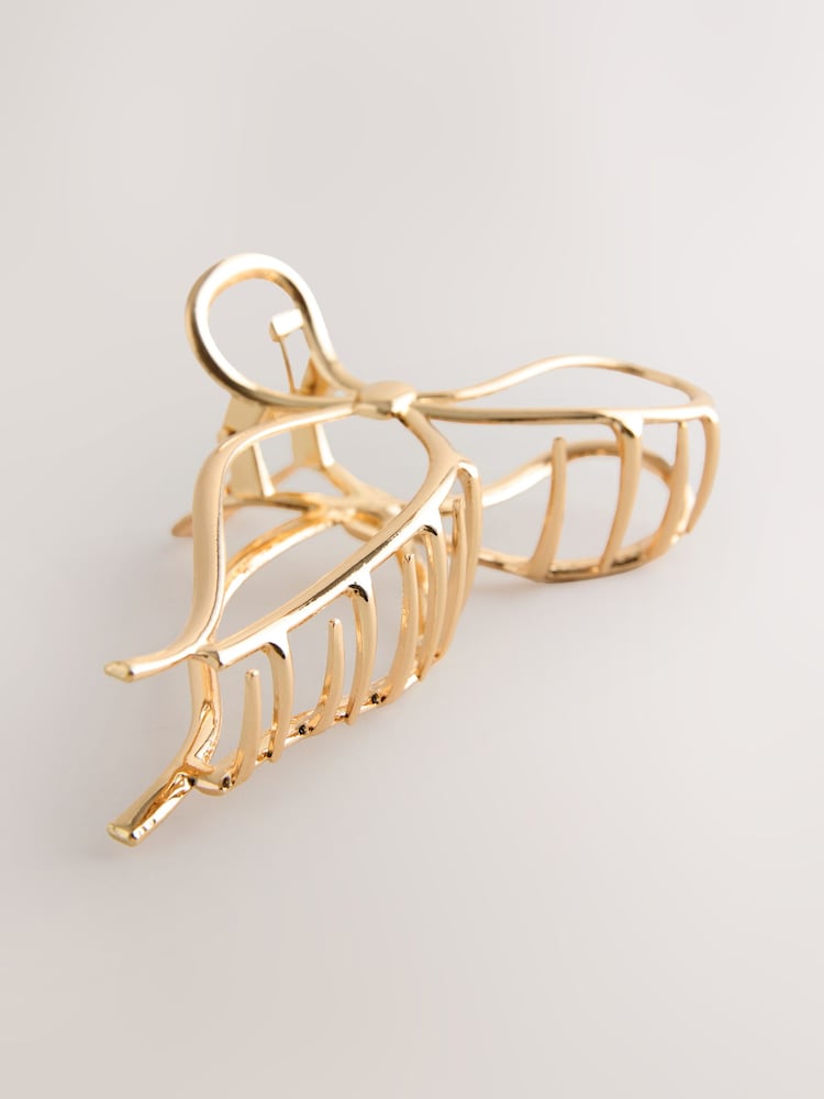 Gold Tone Metal Bow Claw Clip - Image 2 of 3