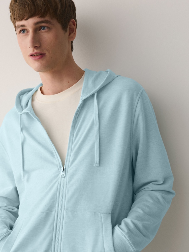 Light Blue Soft Touch Lightweight Hoodie - Image 1 of 8
