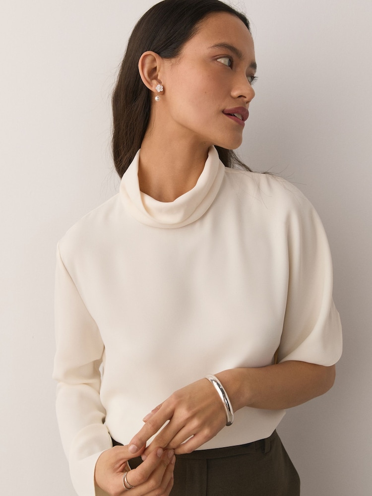 Sterling Silver Floral Pearl Front and Back Earrings - Image 2 of 6