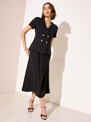 Friends Like These Button Front 2-in-1 Tailored Maxi Dress - Պատկեր 1 4-ից