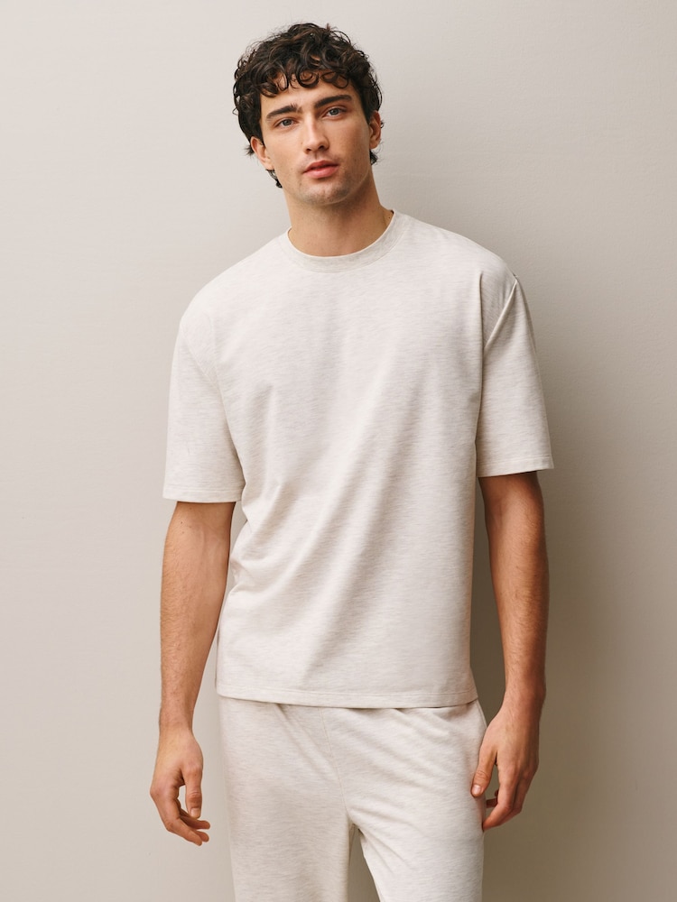 Light Grey Regular Fit Soft Touch Lightweight T-Shirt and Joggers Set - Image 2 of 13