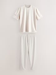 Light Grey Regular Fit Soft Touch Lightweight T-Shirt and Joggers Set - Image 9 of 13