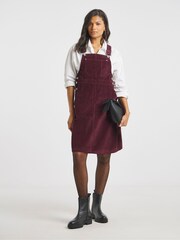 Simply Be Red Cord Mini Dungaree Dress - Image 1 of 4