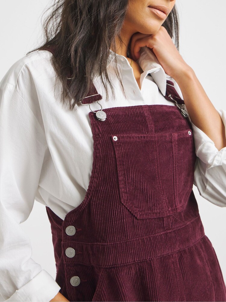 Simply Be Red Cord Mini Dungaree Dress - Image 4 of 4