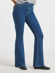 Simply Be Blue Flare Leg Cosy Jeans - Image 1 of 4