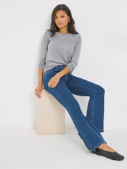 Simply Be Blue Flare Leg Cosy Jeans - Image 4 of 4