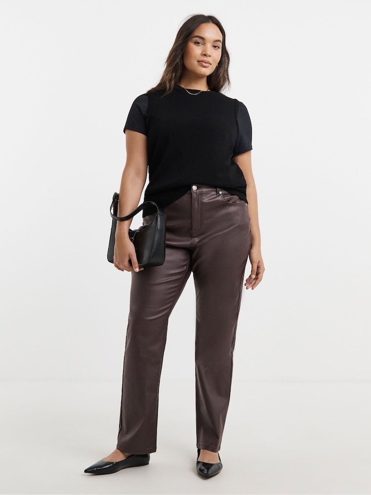 Simply Be Red Coated Straight Leg Jeans - Image 1 of 4 Simply Be Red Coated Straight Leg Jeans - Image 1 of 4