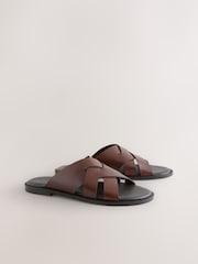 Tan Brown N. Premium Leather Weave Sandals - Image 3 of 7