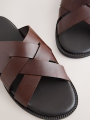 Tan Brown N. Premium Leather Weave Sandals - Image 5 of 7