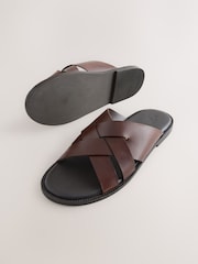 Tan Brown N. Premium Leather Weave Sandals - Image 6 of 7