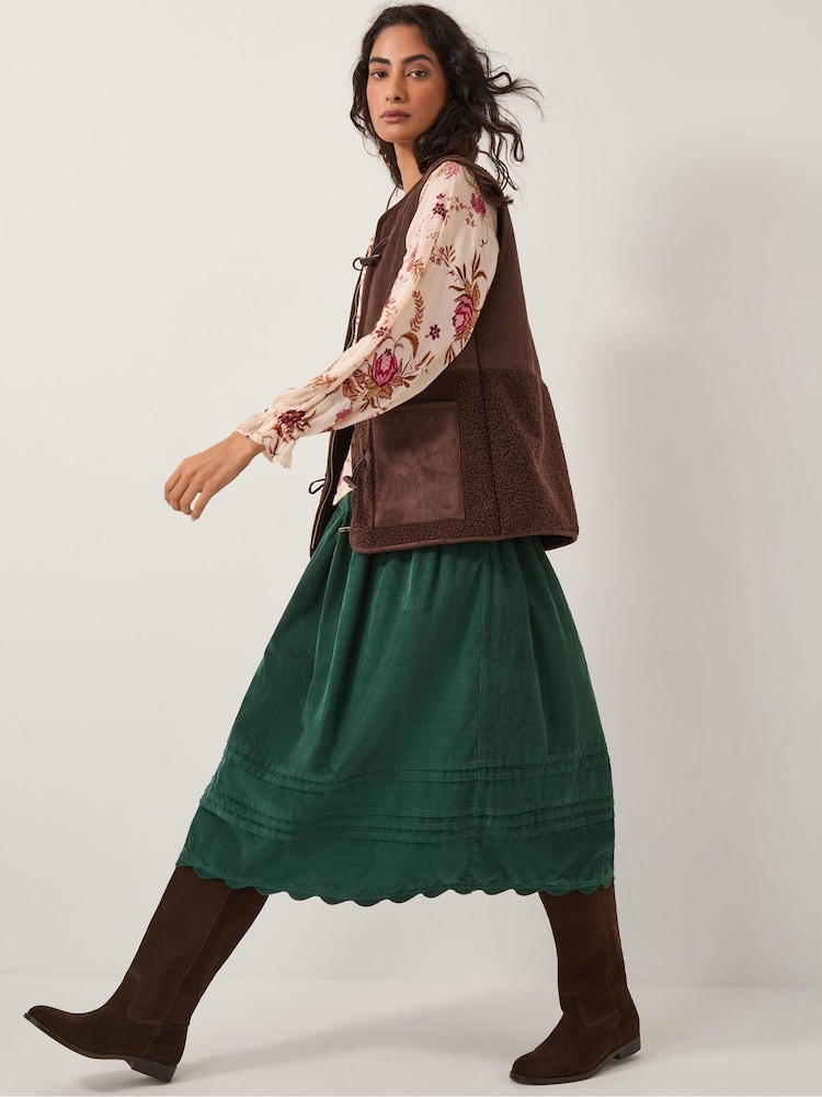 Monsoon Green Mina Corduroy Midi Skirt - Image 1 of 4