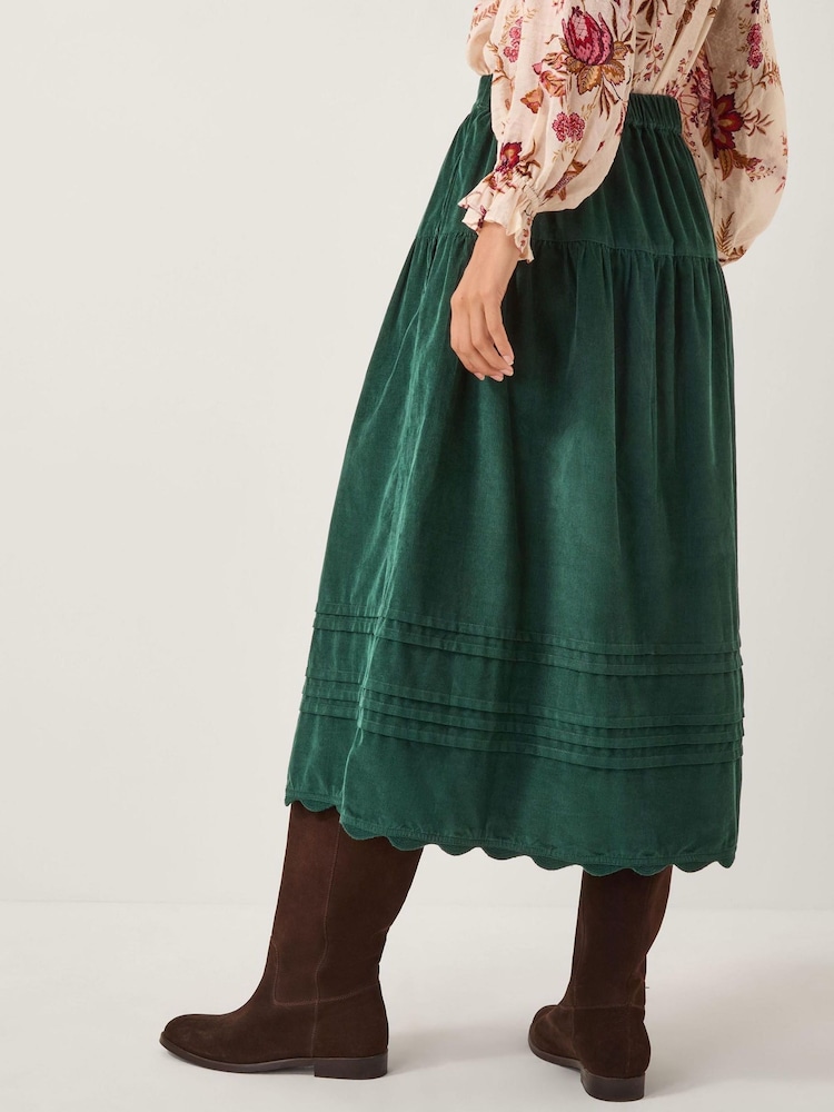 Monsoon Green Mina Corduroy Midi Skirt - Image 2 of 4