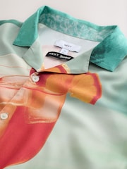 Blue/Orange Print Short Sleeve Shirt - Image 6 of 7