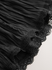 أسود - تنورة قصيرة ذات طبقات مجعدة - صورة 11 من 11