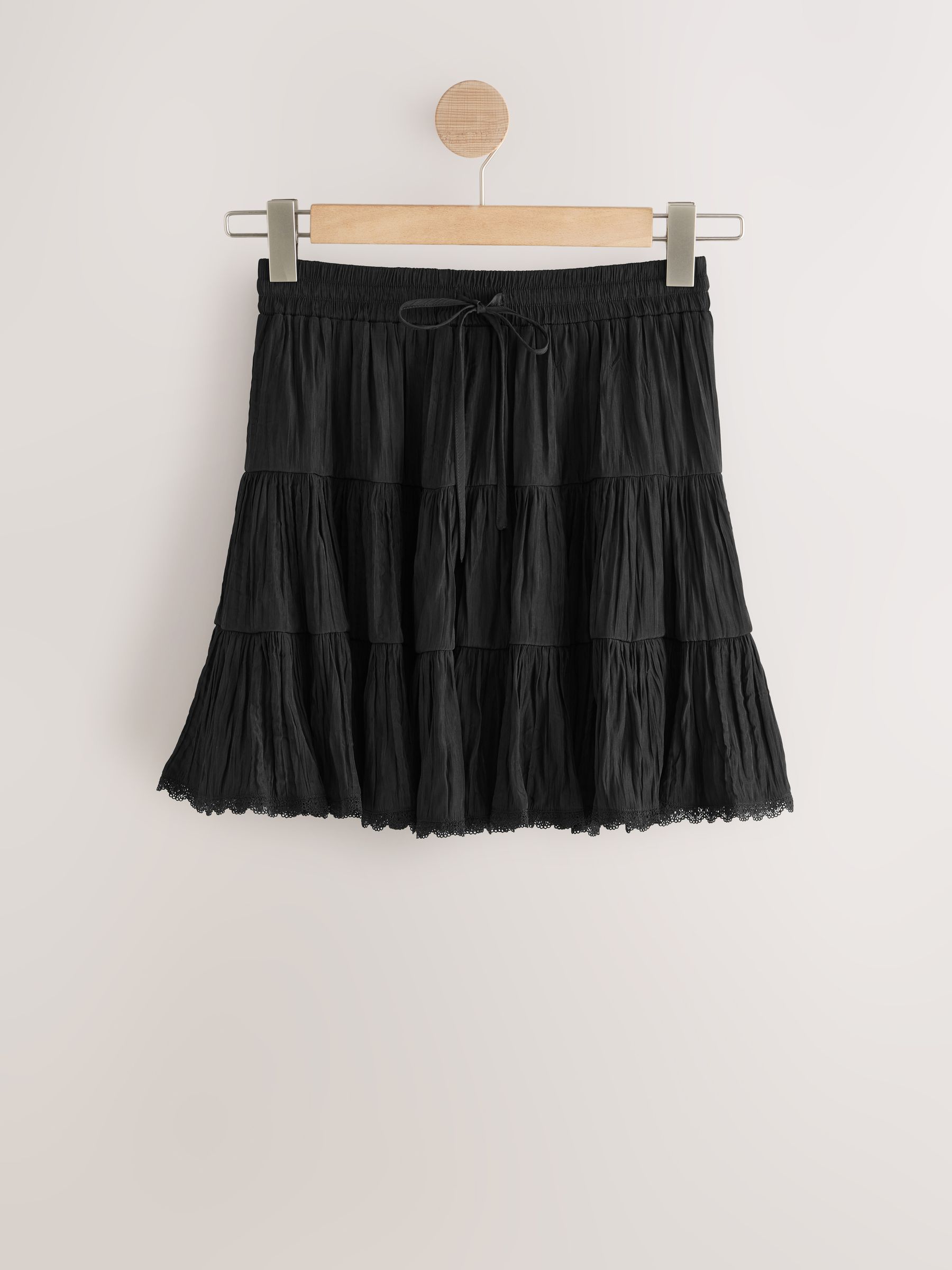 Buy Black Crushed Tiered Mini Skirt from Next Bosnia and Herzegovina
