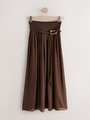 Schokoladenbraun - Belted Chiffon Maxi Skirt - Bild 6 von 8