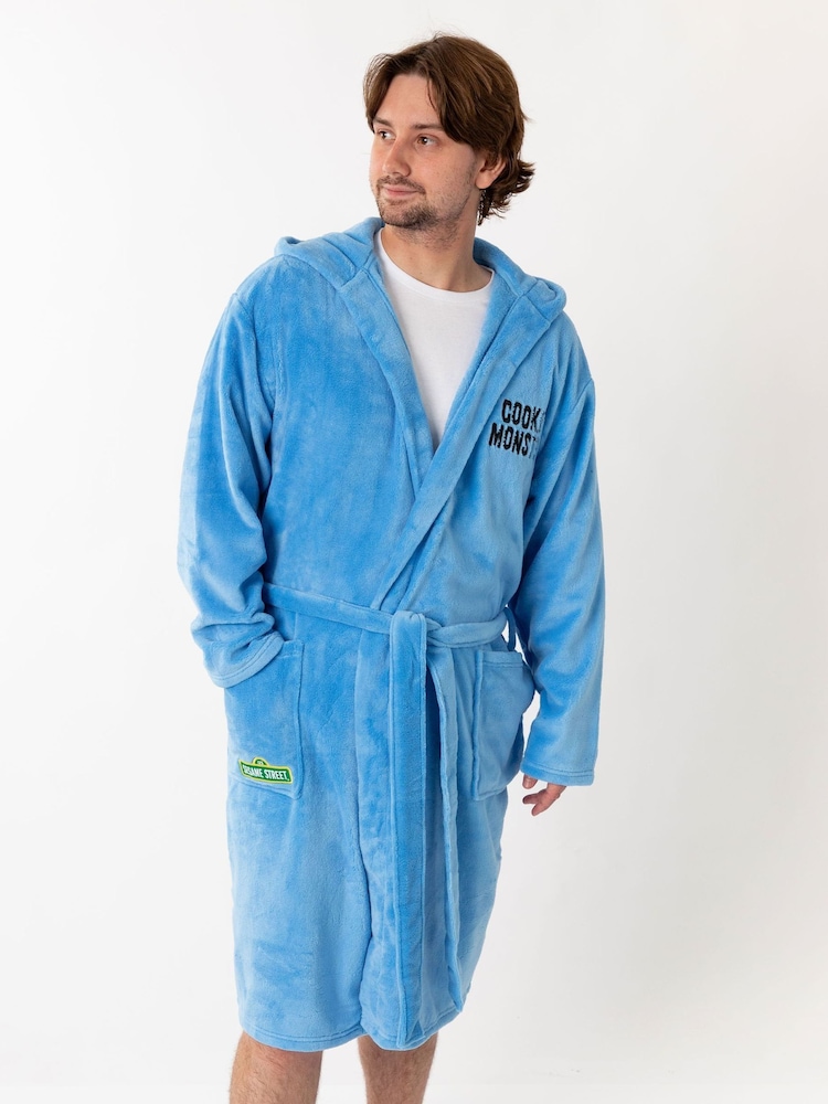 Vanilla Underground Blue Sesame Street Cookie Monster Hooded Bath Robe - Image 1 of 5