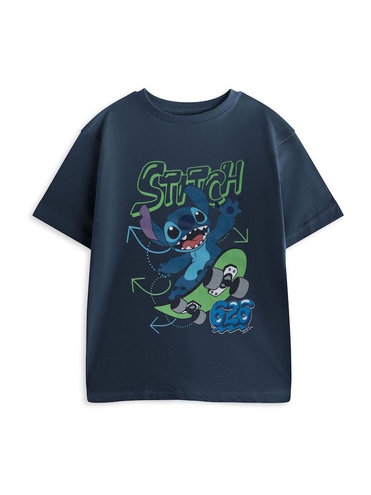 Vanilla Underground Blue Disney Stitch Skateboard Short Sleeved T-Shirt - Image 1 of 6