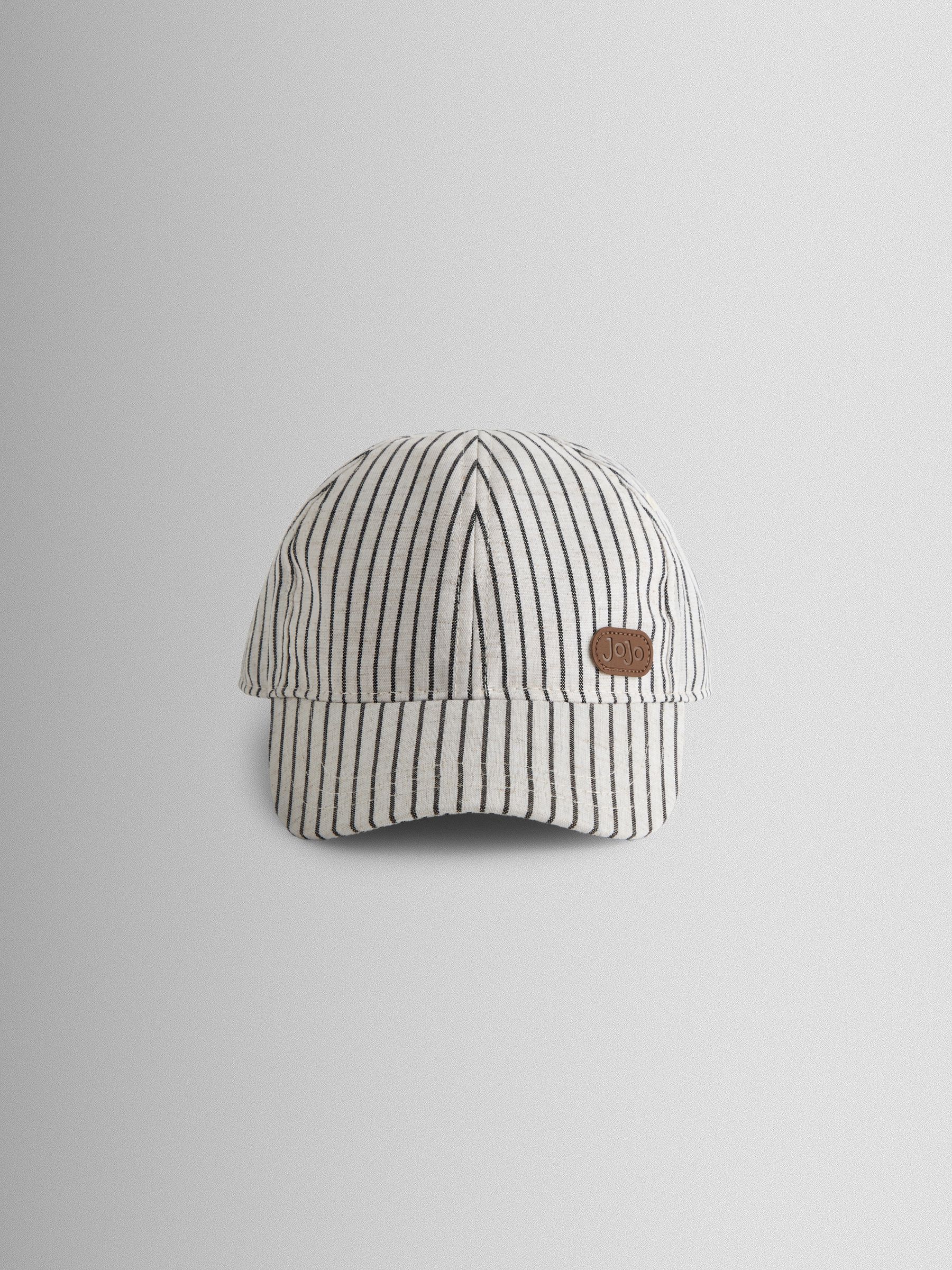 Jojo Maman Bébé Ecru Striped Embroidered Cap