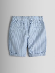 JoJo Maman Bébé Light Blue Double Breast Shirt & Stripe Shorts Set 2 Piece - Image 5 of 7