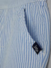 JoJo Maman Bébé Light Blue Double Breast Shirt & Stripe Shorts Set 2 Piece - Image 8 of 8