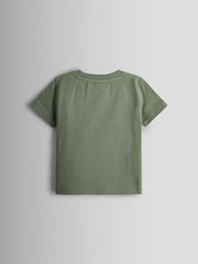 JoJo Maman Bébé Natural & Khaki Green Tractor 2-Pack Surf Applique & Printed T-Shirts - Image 5 of 7