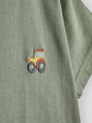 JoJo Maman Bébé Natural & Khaki Green Tractor 2-Pack Surf Applique & Printed T-Shirts - Image 7 of 7