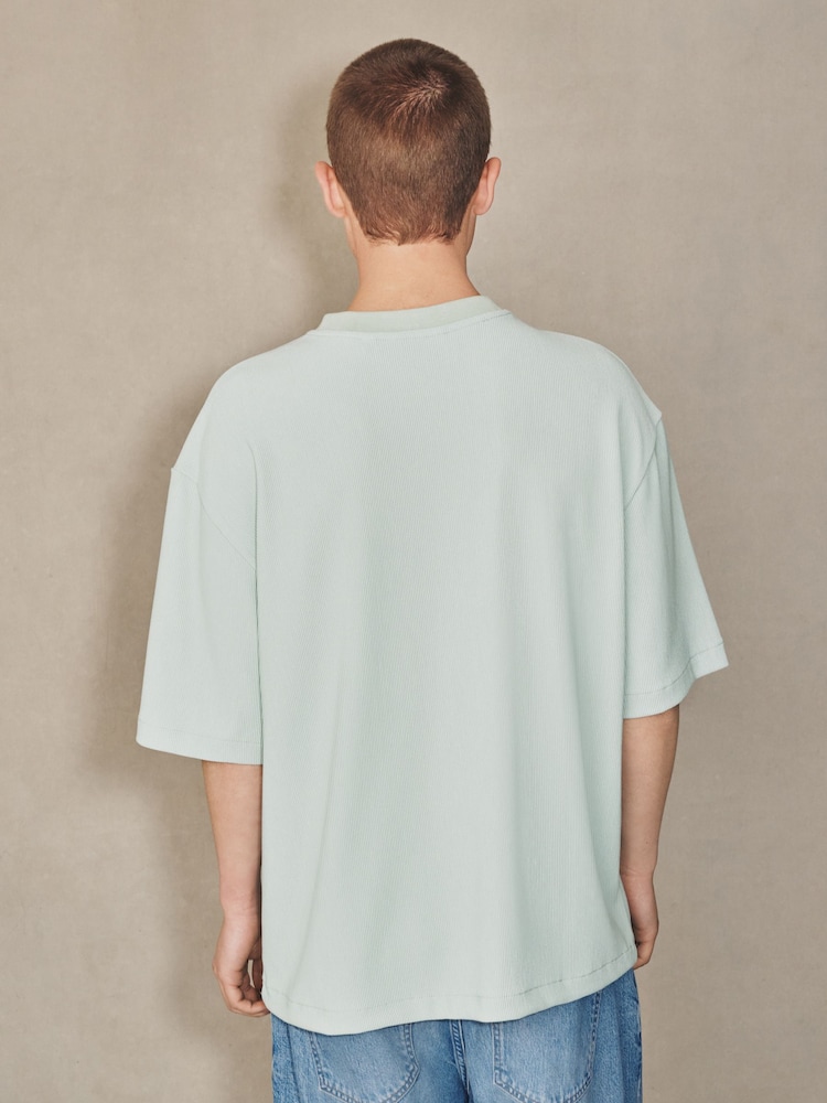 Green EDIT Textured Boxy Fit T-Shirt - Image 2 of 4