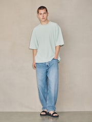 Green EDIT Textured Boxy Fit T-Shirt - Image 3 of 4