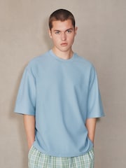 Blue EDIT Textured Boxy Fit T-Shirt - Image 2 of 7