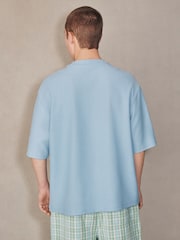 Blue EDIT Textured Boxy Fit T-Shirt - Image 3 of 7