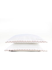 Christy Fire Scallop Edge Elegant Cotton Sateen Pillowcase Pair - Image 4 of 4