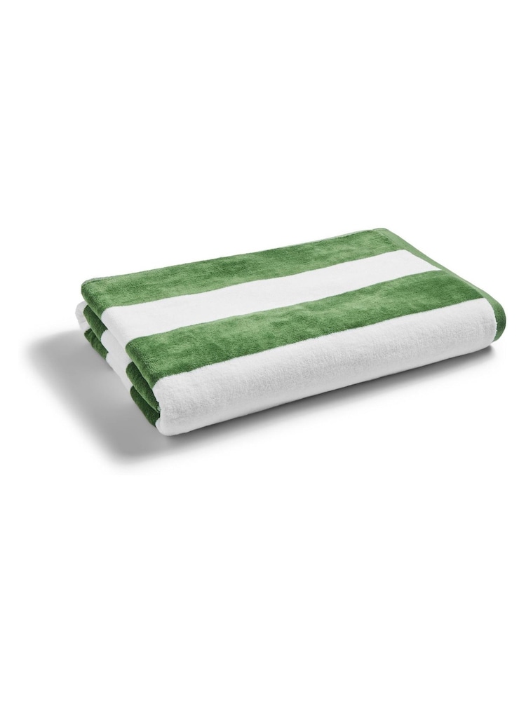 Christy Olive Cabana Velour Striped Beach Towel - Image 1 of 2