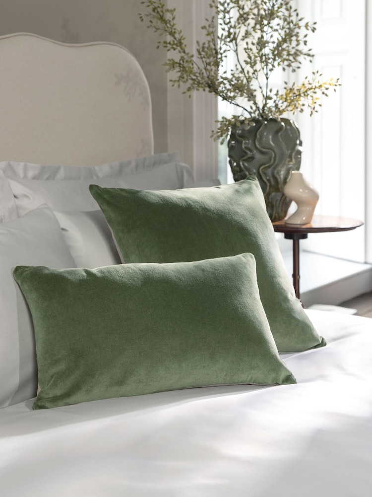 Christy Olive Jaipur Velvet Filled Cushion - Image 1 of 3