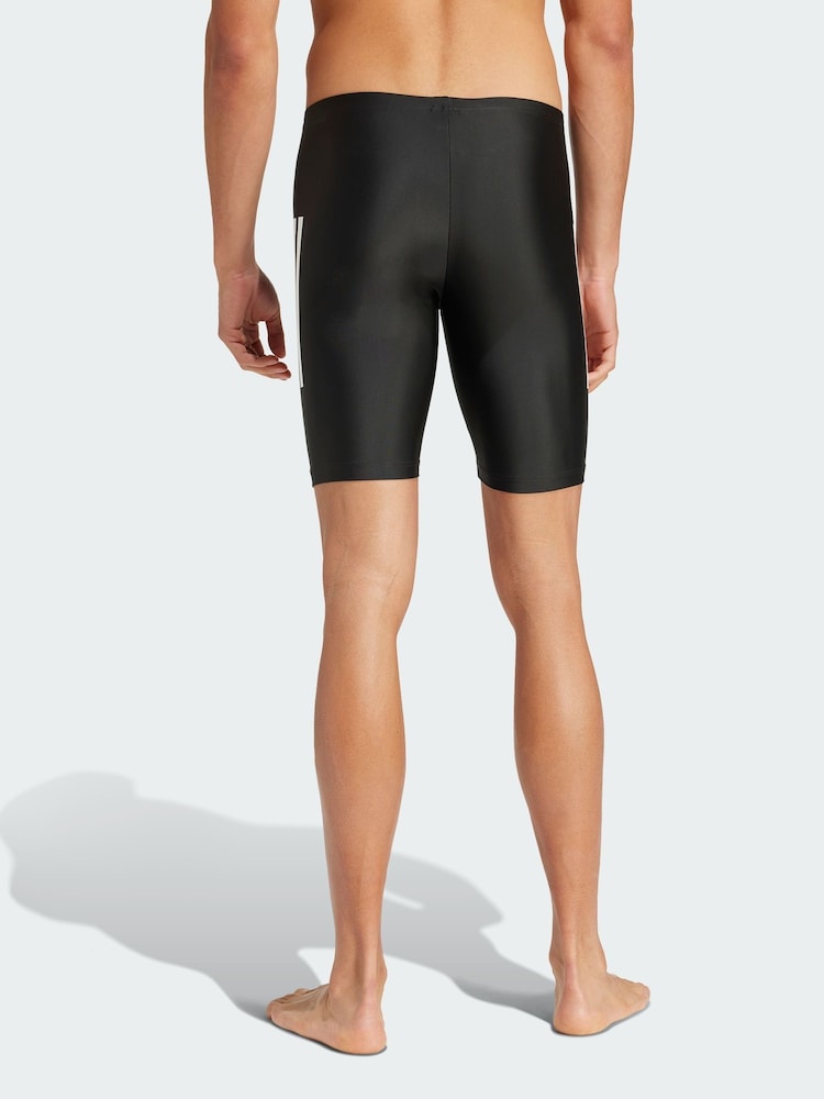 adidas Black 3-Stripes Swim Jammers 8-Inch - Image 2 of 5 adidas Black 3-Stripes Swim Jammers 8-Inch - Image 2 of 5