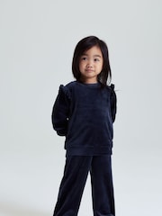 Polarn O. Pyret Blue Wide Leg Velour Trousers - Image 2 of 4