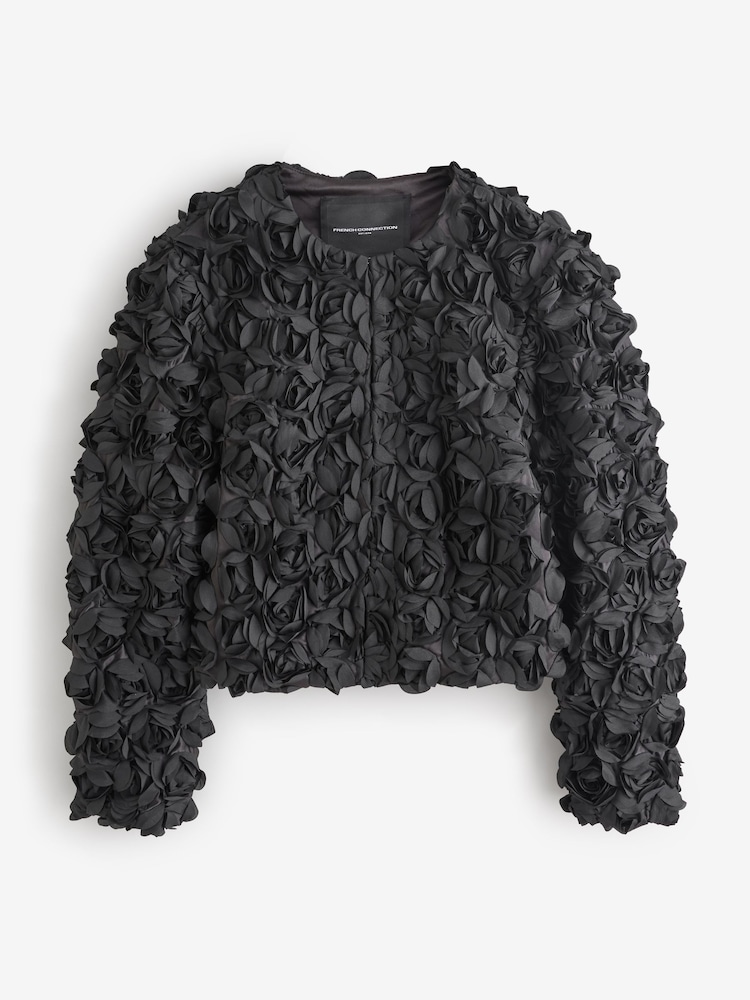 French Connection Black Verity Textured Short Jacket - Image 1 of 1 French Connection Black Verity Textured Short Jacket - Image 1 of 1