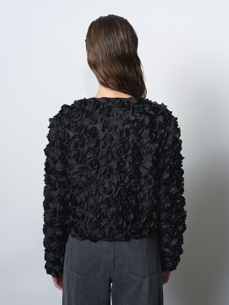 French Connection Black Verity Textured Short Jacket - Image 2 of 6 French Connection Black Verity Textured Short Jacket - Image 2 of 6