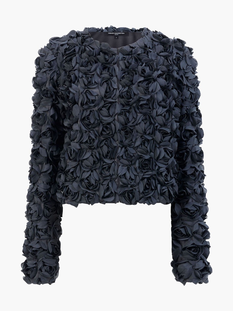 French Connection Black Verity Textured Short Jacket - Image 6 of 6 French Connection Black Verity Textured Short Jacket - Image 6 of 6