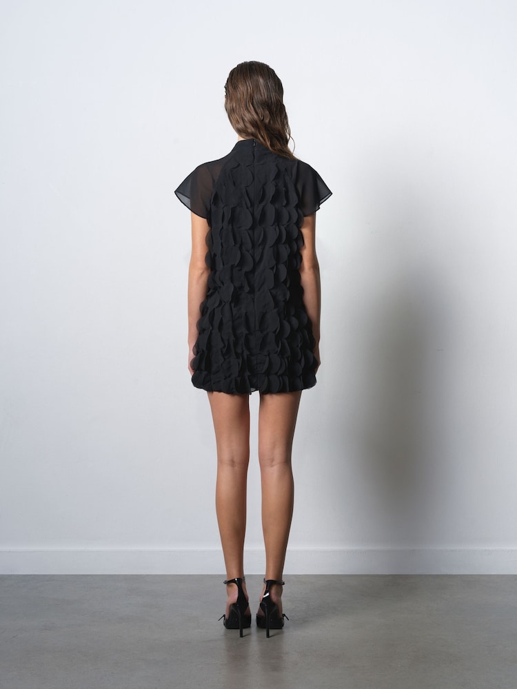 French Connection Black Diane Georgette Mini Dress - Image 2 of 6 French Connection Black Diane Georgette Mini Dress - Image 2 of 6