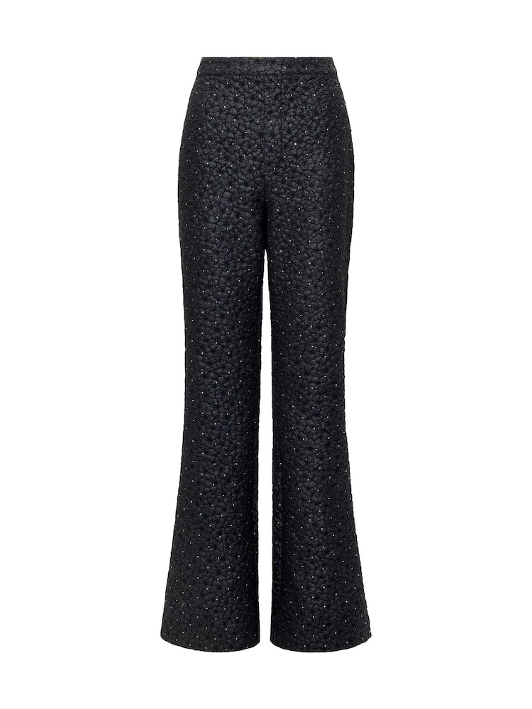 French Connection Black Yelena Jacquard Flared Trousers - Image 6 of 6 French Connection Black Yelena Jacquard Flared Trousers - Image 6 of 6