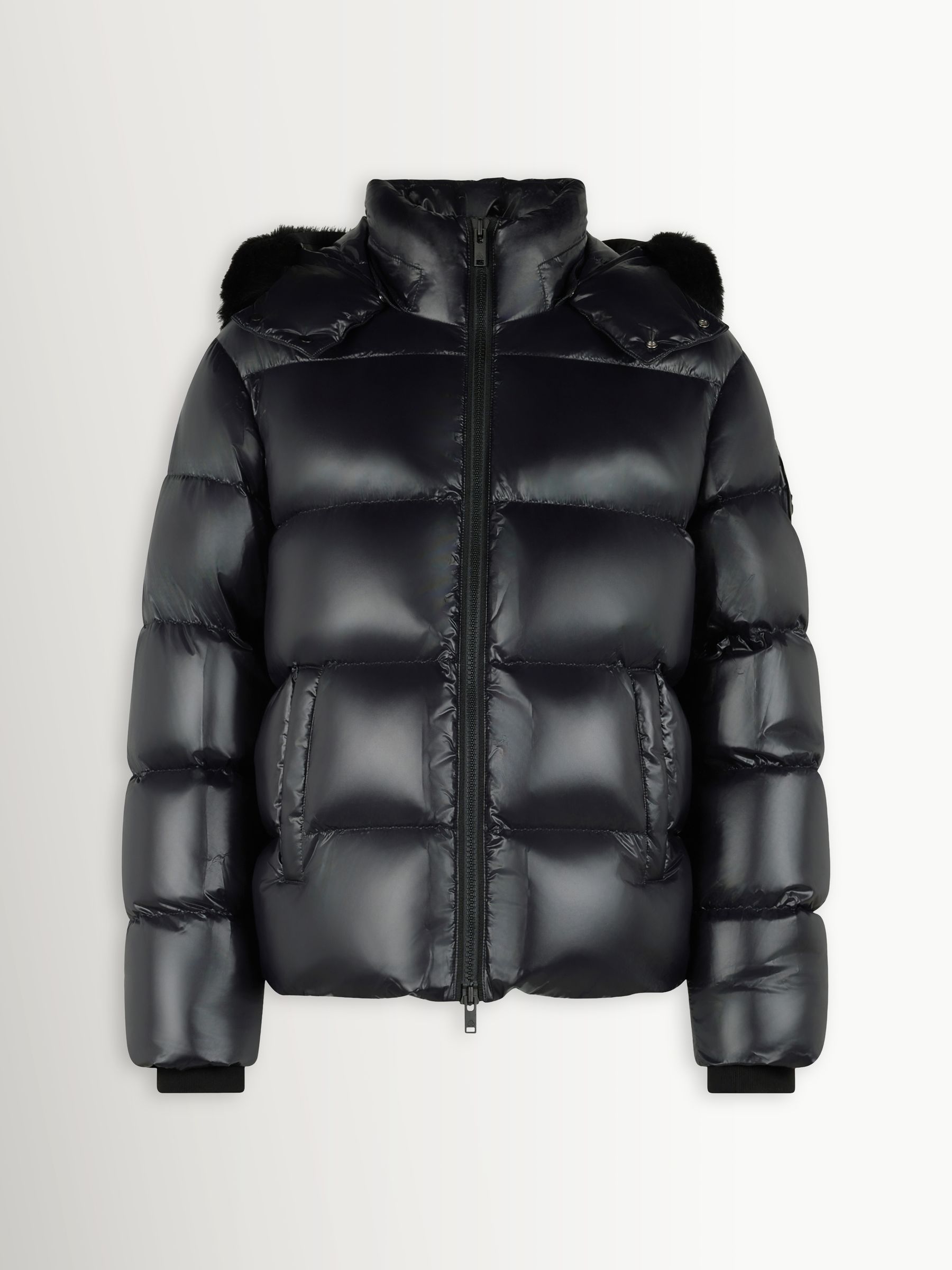Buy Moose Knuckles Black Kings Shiny Down Puffer Jacket from the