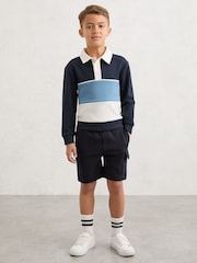 Reiss Navy Caspian 13-14 yrs Colour-Block Long-Sleeve Polo Shirt - Image 3 of 6