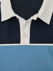 Reiss Navy Caspian 13-14 yrs Colour-Block Long-Sleeve Polo Shirt - Image 6 of 6
