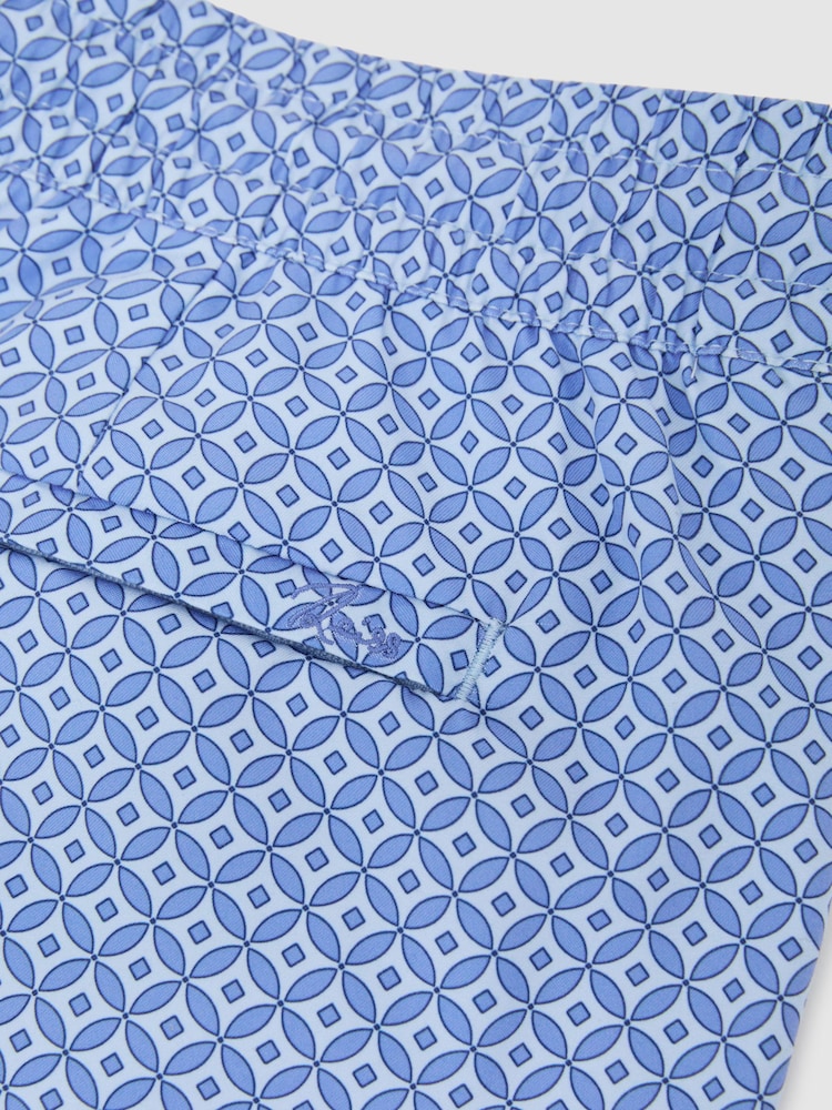 Reiss Blue Orient Geometric-Print Swim Shorts - Image 6 of 6 Reiss Blue Orient Geometric-Print Swim Shorts - Image 6 of 6