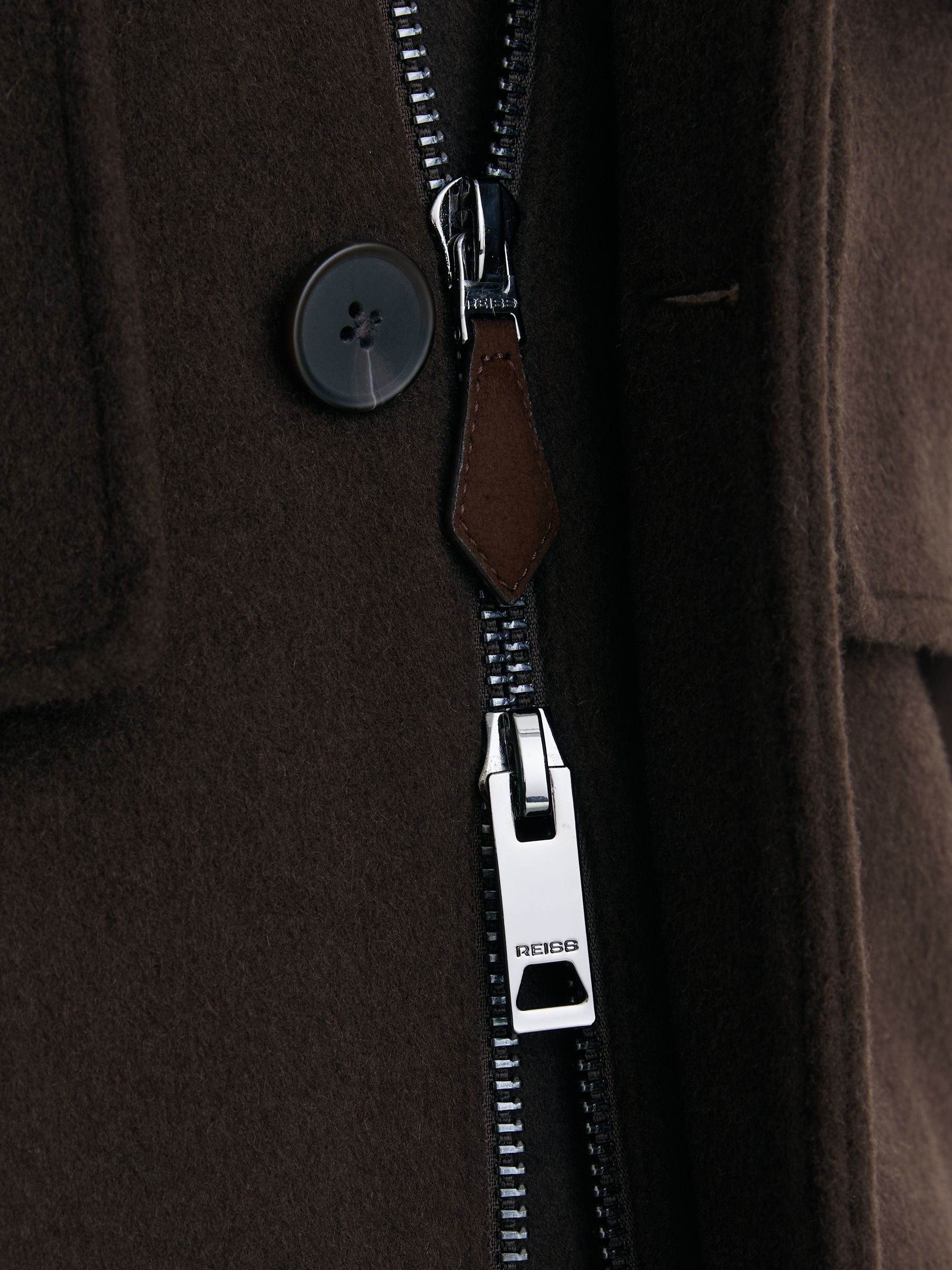 Buy Reiss Dark Brown Trident Wool-Blend Four-Pocket Jacket from